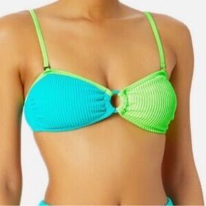 Salt + Cove Mint Blue aGreen Bandeau Bikini w/O-Ring Detail NWT